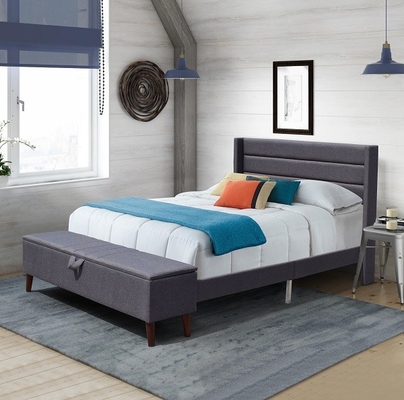 Rahmen-dauerhaftes Holz Grey Slat Speicherosmane-König-Size Upholstered Bed