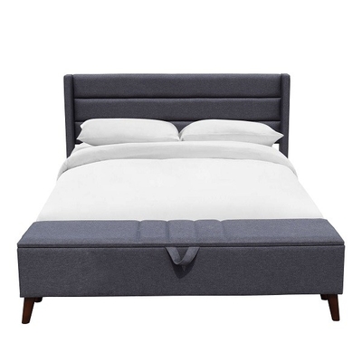Rahmen-dauerhaftes Holz Grey Slat Speicherosmane-König-Size Upholstered Bed