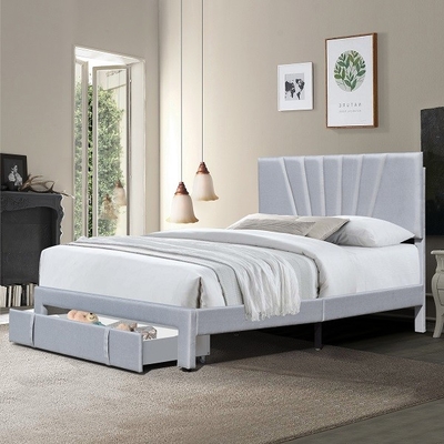 Königin-Größen-Gewebe-ledernes gepolstertes Speicher-Bett ergonomisches Grey Color With Drawer