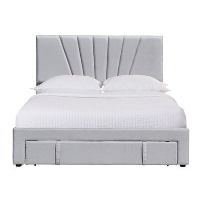 Königin-Größen-Gewebe-ledernes gepolstertes Speicher-Bett ergonomisches Grey Color With Drawer