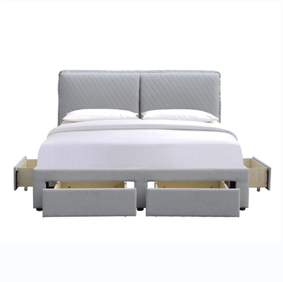 Helle Luftsack-Kopfende Grey Linen Tufted Storage Beds 180x200cm doppelte mit vier Fächern