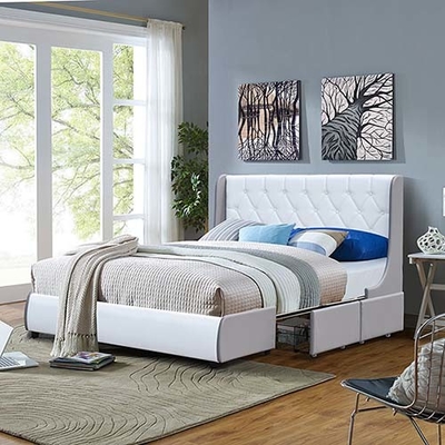 Büscheliges Bett-Rahmen-Licht-Grey And White Four Drawer-Speicher-Bett PUs ledernes