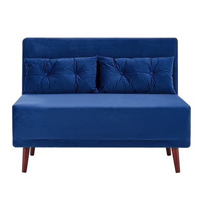 Tri faltbares Blue Velvet polsterte Sitzer des Daybed-2, Sofa Bed auszuziehen
