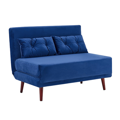 Tri faltbares Blue Velvet polsterte Sitzer des Daybed-2, Sofa Bed auszuziehen