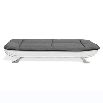 Holzkohlen-Gewebe weißer Faux-lederner büscheliger 3 Sitzer Sofa Bed With Chrome Feet