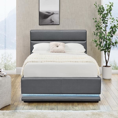 Helles Grey Tufted Storage Bed No gefaltetes Polsterbett 90x190 cm LED