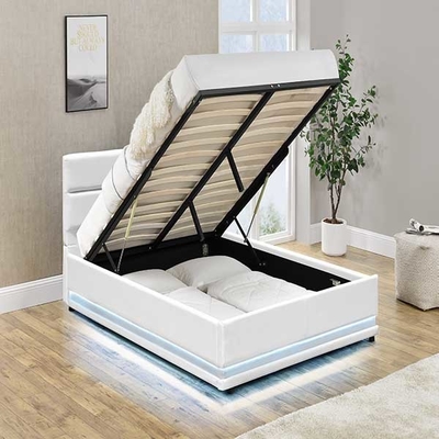 Weißer Bett-Rahmen-automatischer Gasheber 150x200 cm Plattform-LED mit Magazin