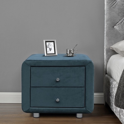 Moderner gepolsterter Gewebe-Nachttisch Leinen-Grey Velvet Nightstand 2 Fächer