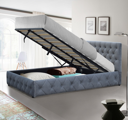 Plüsch-Samt-gepolsterter osmanischer Bettrahmen King-Size-Aufbewahrungsbett für Schlafzimmer