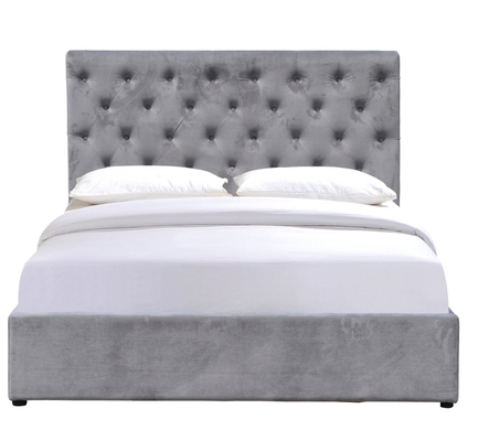 Hohes, komfortables King-Size-Polsterbett, getuftete Knöpfe, Kopfteil, Gasheber, Aufbewahrungsbett