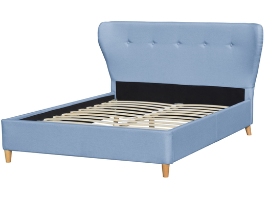 Modernes osmanisches Doppelbett aus Holz, dunkelgrauer Samt, luxuriöses, gebogenes Kopfteil