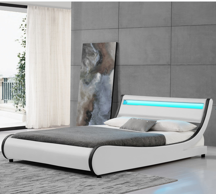 Königin-Größe Faux-lederner gepolsterter Plattform-Bett-Rahmen mit gebogener Kopfende