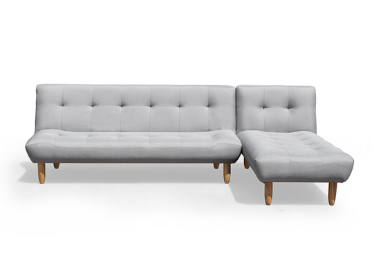 L-förmiges, faltbares Futon-Schlafsofa, dunkelgrau, mit Polyester gepolstert, modernes Cabrio