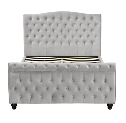 Crushed Velvet Chesterfield Sleigh Ottoman Lagerbett Gasheber Glatte Öffnung