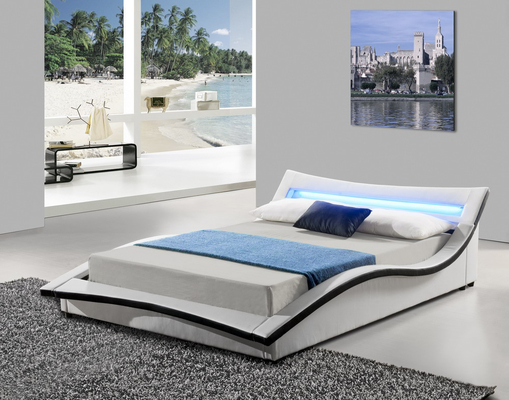 Italienischer Entwurfs-Gasheber-Speicher-Bett-Kurvenverlauf Faux lederne PU mit LED