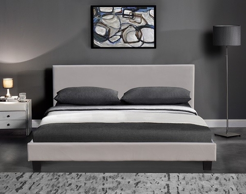 Ledernes Bett-Weiß moderne Entwürfe PUs und schwarzes LED-Licht für Schlafzimmer