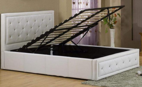Kopfende-Gasheber-Speicher-Bett-Leder-Bett-Hersteller der natürlichen Größe hohe