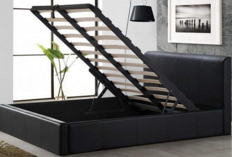 Hohes Gasheber-Speicher-Bett der Kopfende-Kunstleder-Bett-natürlichen Größe