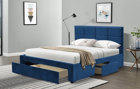 Rahmen Grey Dark Blue Black Linen König-Size Upholstered Bed mit zeichnet