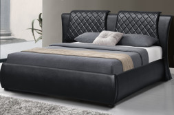 Mehrfunktionale schwarze Gasheber-Speicher-Bett-natürliche Größe PUs lederne