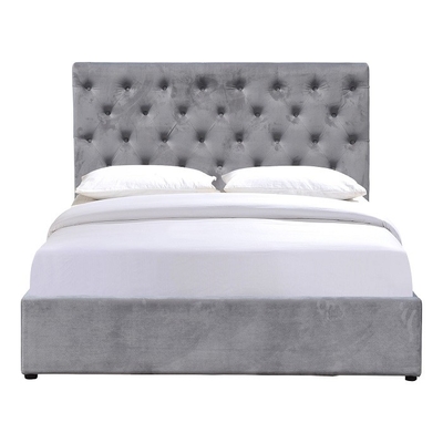 Moderne Bett-Grey Crush Velvet With High-Kopfende König-Size Upholstered Storage