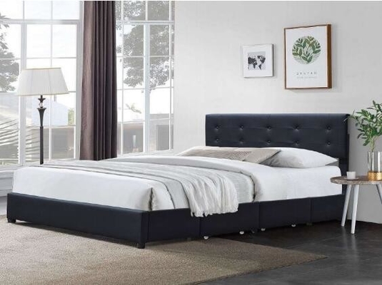 Minimalistic-Königin-Bett-Rahmen-Schwarzes heftete sich lederne Kopfende PUs durch
