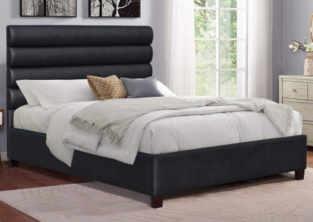 Moderner König Size Upholstered Platform gehen mit schwarzer Kopfende zu Bett