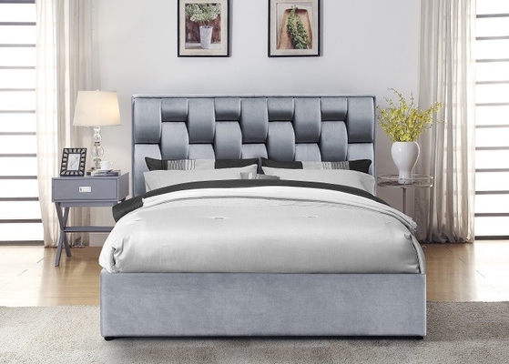 Grauer Samtgewebe Lagerbettrahmen mit Tufted High Headboard