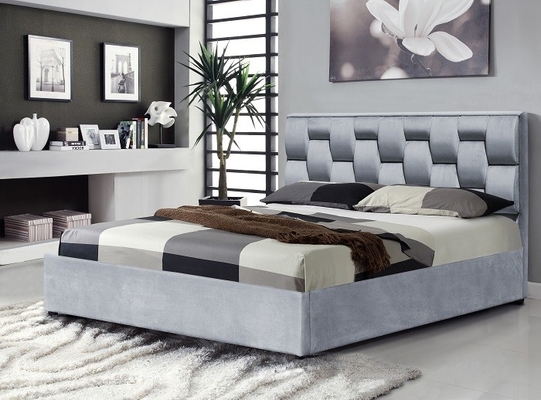 Grauer Samtgewebe Lagerbettrahmen mit Tufted High Headboard