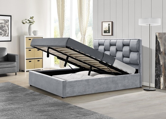 Grauer Samtgewebe Lagerbettrahmen mit Tufted High Headboard