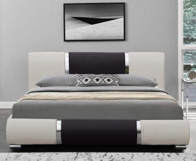 Unbedeutende Mode-Entwurfs-lederne Bett-Hersteller Schwarzweiss-PU-Kurven-Bettgestell