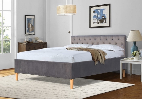 Grey Tufted Upholstered Platform Bed-Doppelt-Größe für Schlafzimmer-Großhandelsbett-Hersteller