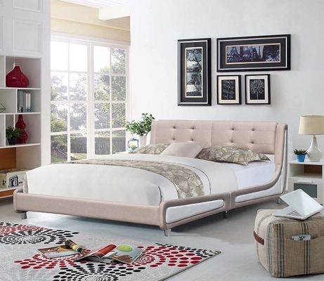 Rahmen-Leinengewebe-bequeme moderne Art König-Size Upholstered Bed