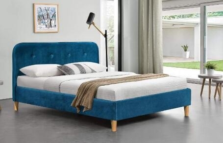 Brillantblau-Gewebe-Polsterbett-Rahmen mit Kopfende-Großhandelsbett-Herstellern