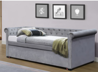 Grey Colour Multifunctional Upholstered Trundle-Daybed mit Lagerung