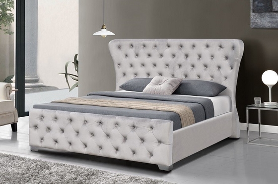 Kundengerechter zerquetschter Rahmen Samt-König-Home Furniture Bed mit Knöpfen