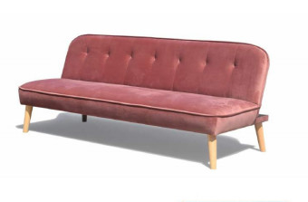 Modernes Klappschlafsofa aus staubigem Rosensamt mit Holzbeinen für Zuhause/Wohnung/Büro