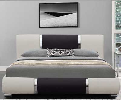 Unbedeutendes Mode-Entwurf Faux-Leder-Bett-Schwarzweiss-PU-Kurven-Bettgestell