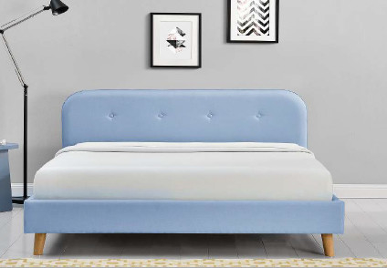 Gewebe gepolstertes Sperrholz-Bett-Rahmen-Blau färbt moderne Mode