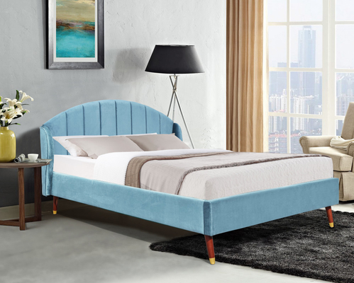 Blue Velvet polsterte Kopfende König-Bed With Minimalist