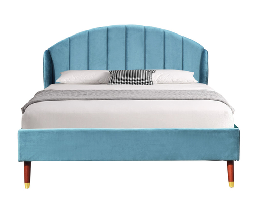 Blue Velvet polsterte Kopfende König-Bed With Minimalist