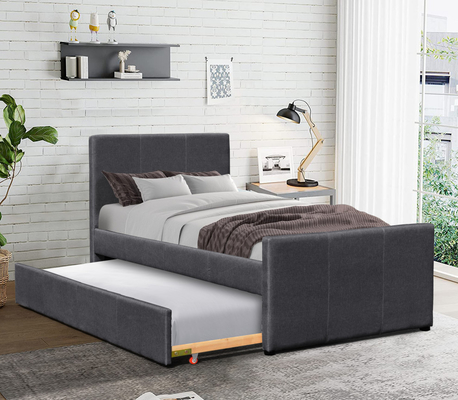 Dunkler Grey Linen Wooden Twin Daybed-Rahmen mit ausdehnbarem rollen für Schlafzimmer