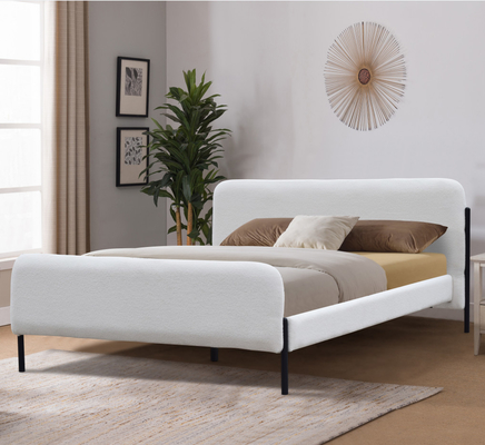 Klassischer Rahmen König-Size Platform Bed mit weißer Gewebe-Kopfende polsterte