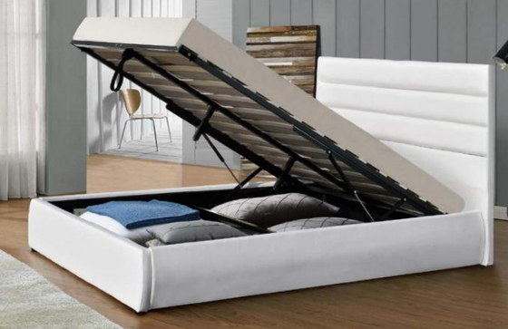 Speichergehen moderner PU-lederner König Size Upholstered Platform mit weißer Kopfende zu Bett