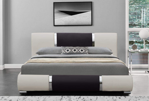 Unbedeutendes Mode-Entwurf Faux-Leder-Bett-Schwarzweiss-PU-Kurven-Bettgestell