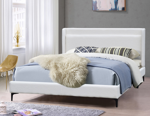 Moderne Wingback Kopfplatte Bettrahmen Polstered Queen Größe Mit Metallfüßen