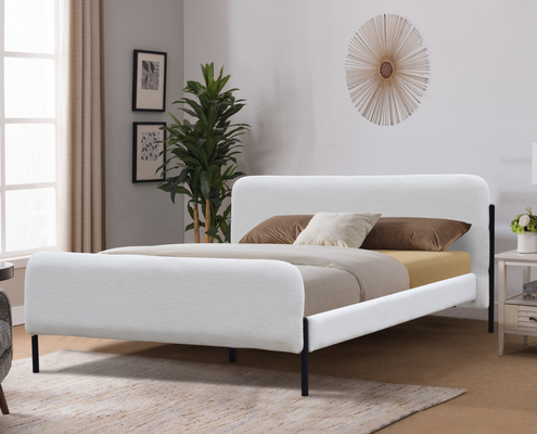 King Size Oem Niedrigprofil Polsterbett Weiß Farbe Für Schlafzimmer