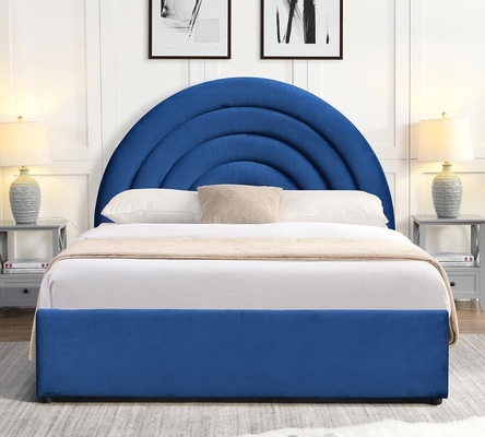 Gepolsterte Gasliftbetten Königsgroß Blaue Stoff Schlafzimmer beruhigend