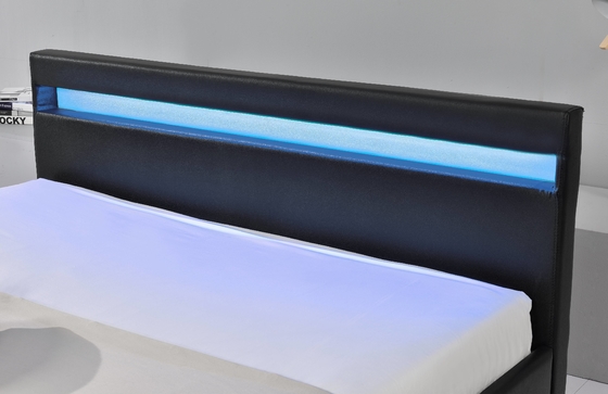 LED Polsterbett hat LED-Leuchten, um Ihnen zu helfen zu schlafen und enthält vier Lagerkisten