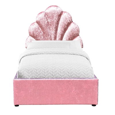 Doppelgröße Bsci Gaslift Lagerbettrahmen Elegante rosa Samtgewebe Ottoman